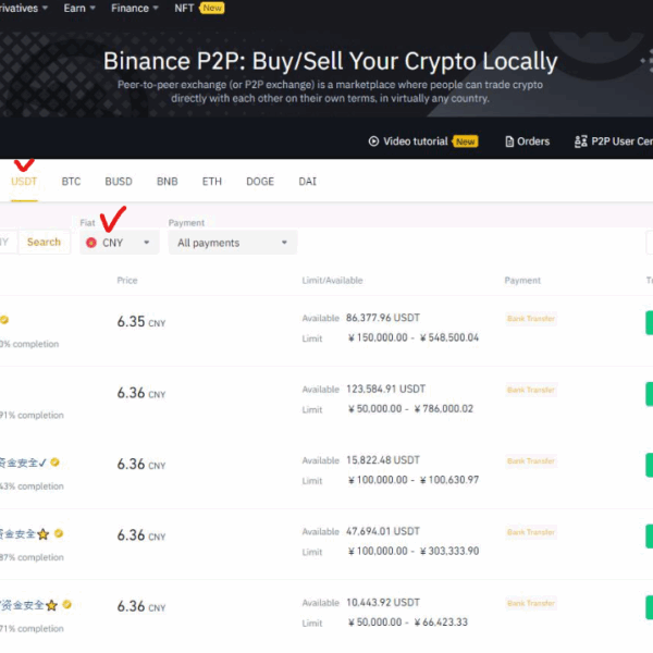 Binance P2P usdt buying