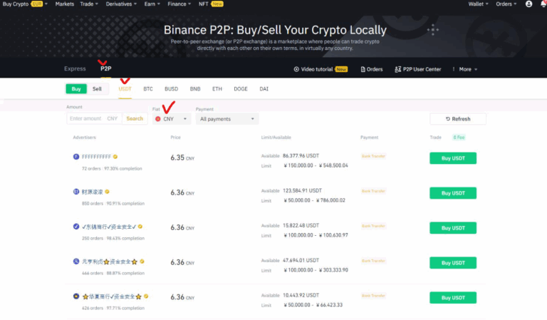 Binance P2P usdt buying