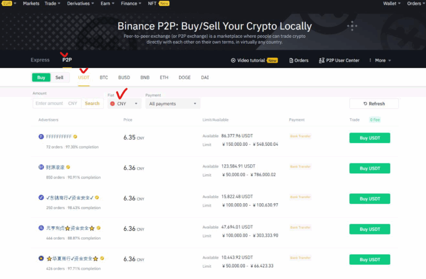 Binance P2P usdt buying